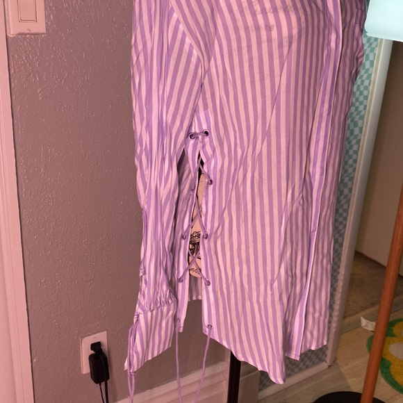 Savage X Fenty COASTAL STRIPE WOVEN VOILE SLEEP SHIRT size medium NWOT - Picture 6 of 10